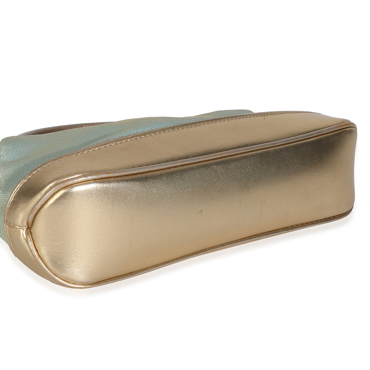 Vintage Blue Nylon Gold Shoulder Pochette Bag