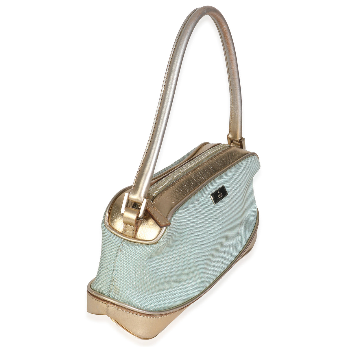 Vintage Blue Nylon Gold Shoulder Pochette Bag