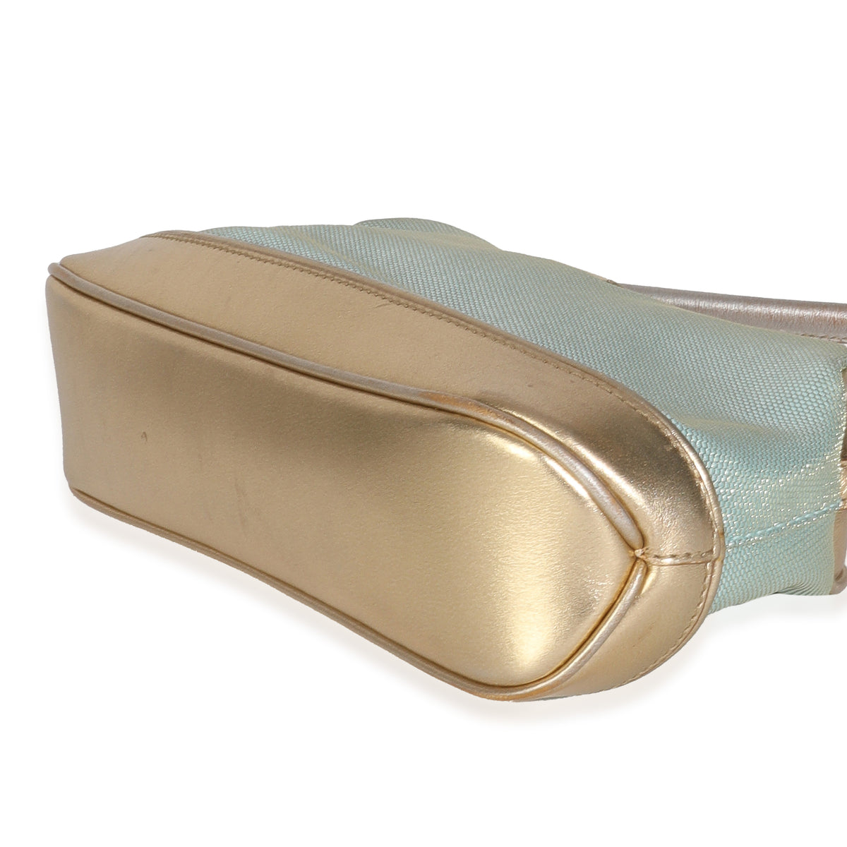 Vintage Blue Nylon Gold Shoulder Pochette Bag