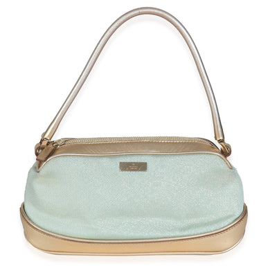 Vintage Blue Nylon Gold Shoulder Pochette Bag