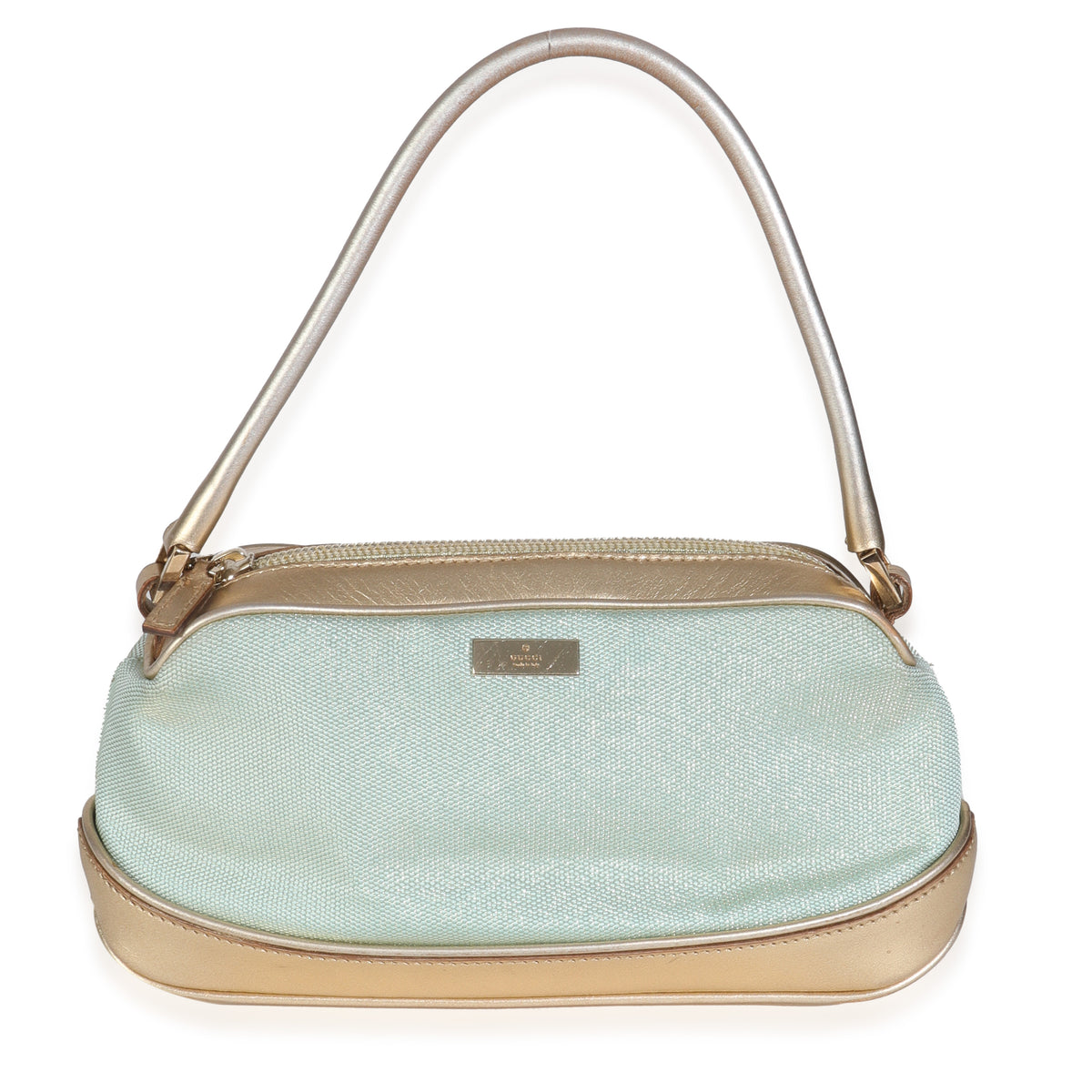 Vintage Blue Nylon Gold Shoulder Pochette Bag