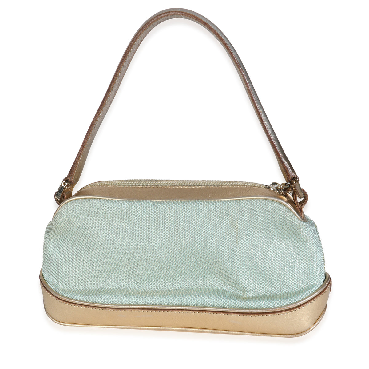 Vintage Blue Nylon Gold Shoulder Pochette Bag