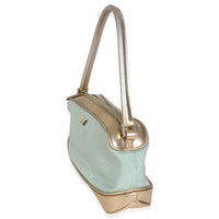 Vintage Blue Nylon Gold Shoulder Pochette Bag