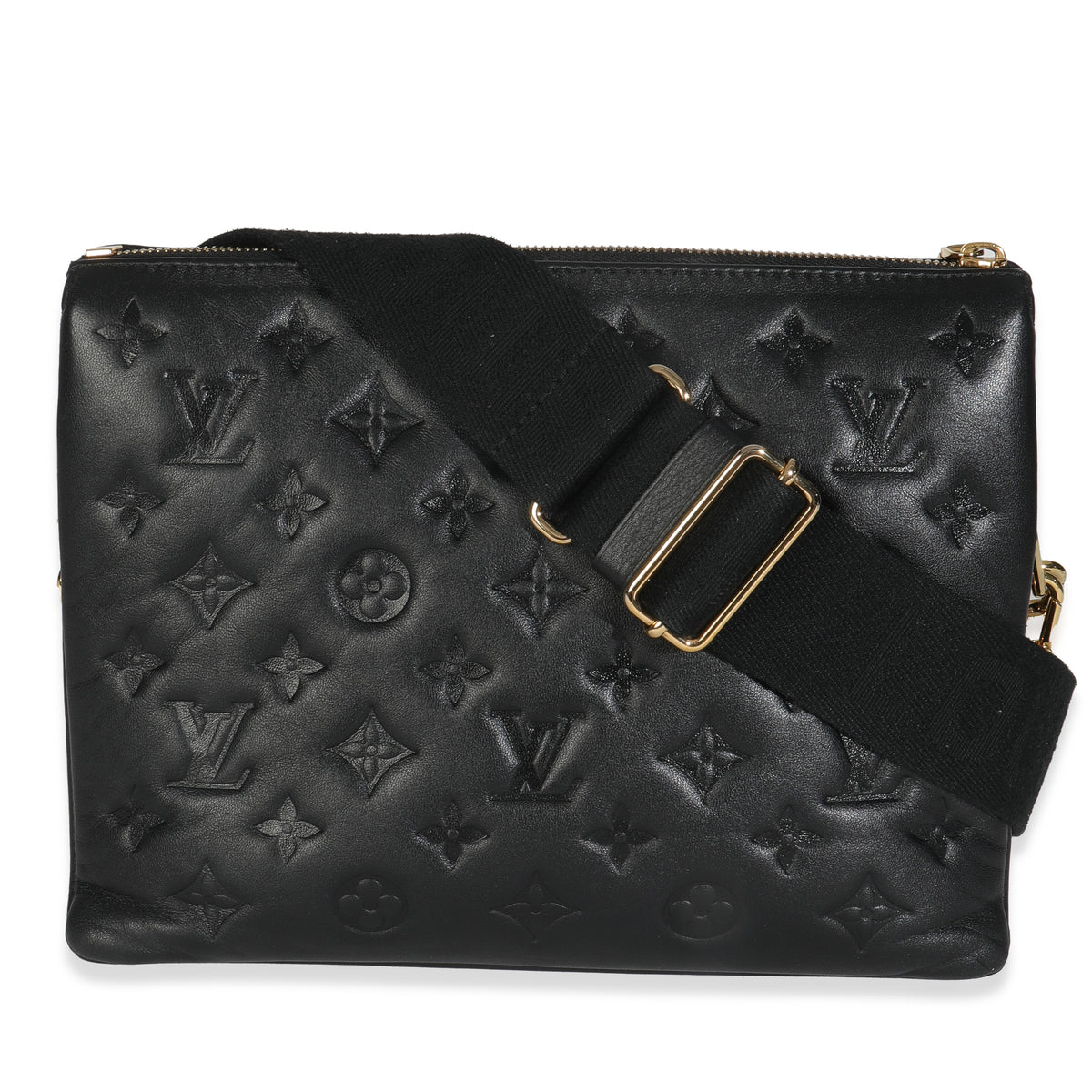 Black Monogram Embossed Lambskin Coussin PM