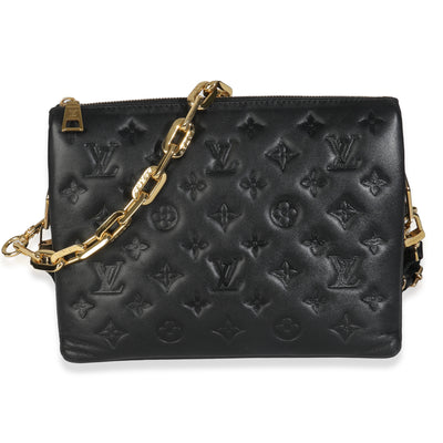 Black Monogram Embossed Lambskin Coussin PM