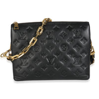 Black Monogram Embossed Lambskin Coussin PM