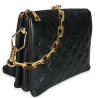 Black Monogram Embossed Lambskin Coussin PM