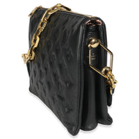 Black Monogram Embossed Lambskin Coussin PM