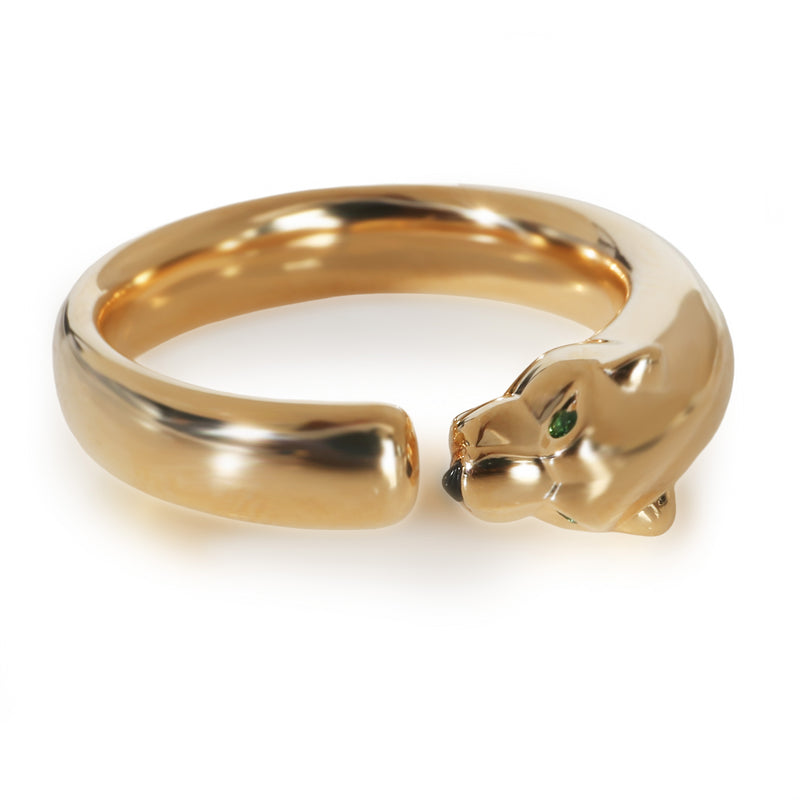 Cartier Yellow Gold Onyx and Tsavorite Small Model Panthere de  Ring fv