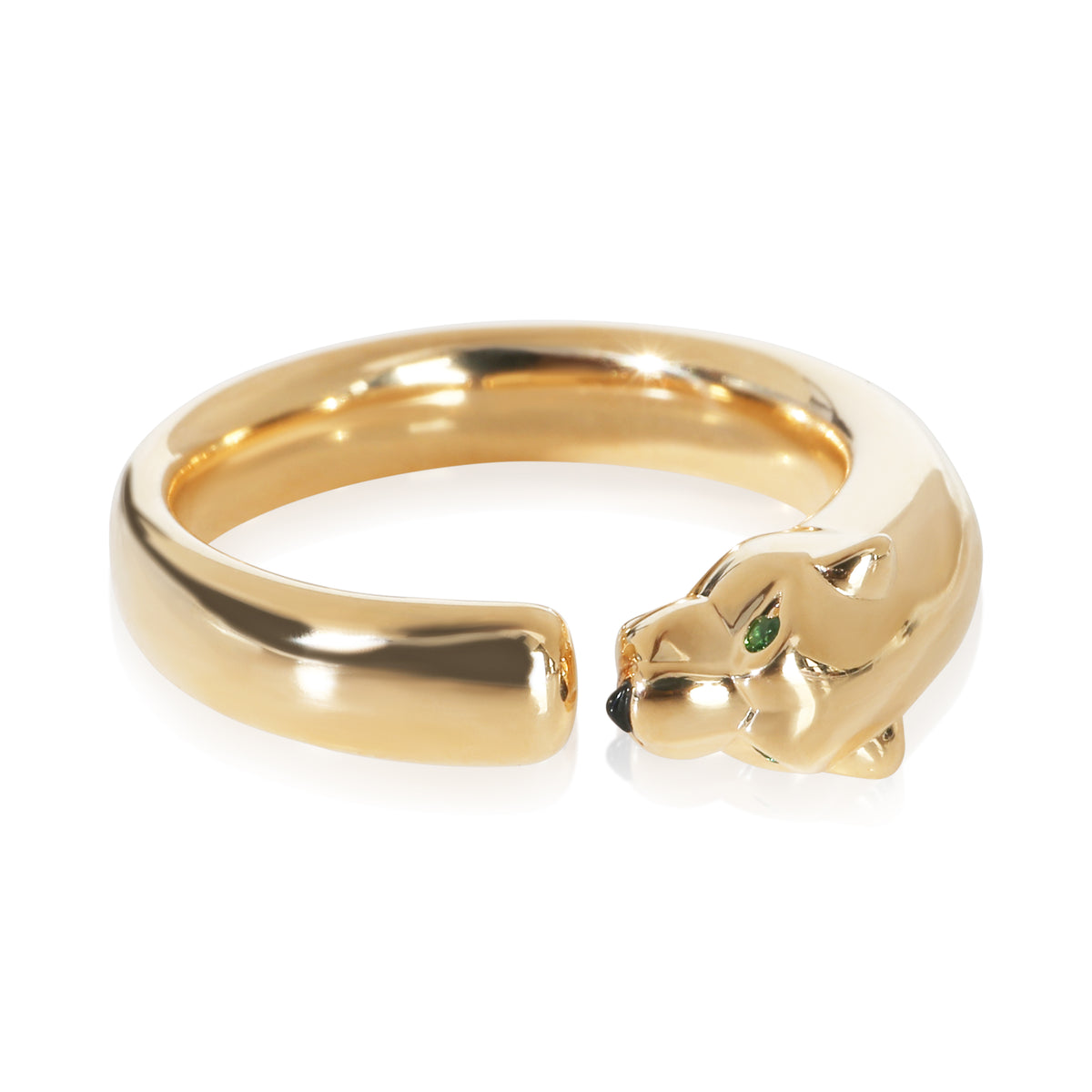 Cartier Yellow Gold Onyx and Tsavorite Small Model Panthere de  Ring fv