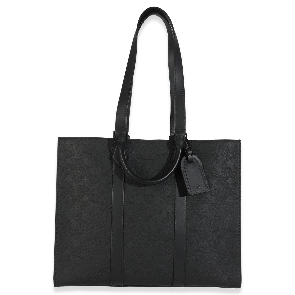 Louis Vuitton Black Monogram Embossed Taurillon Sac Plat 24H Handbag stamp