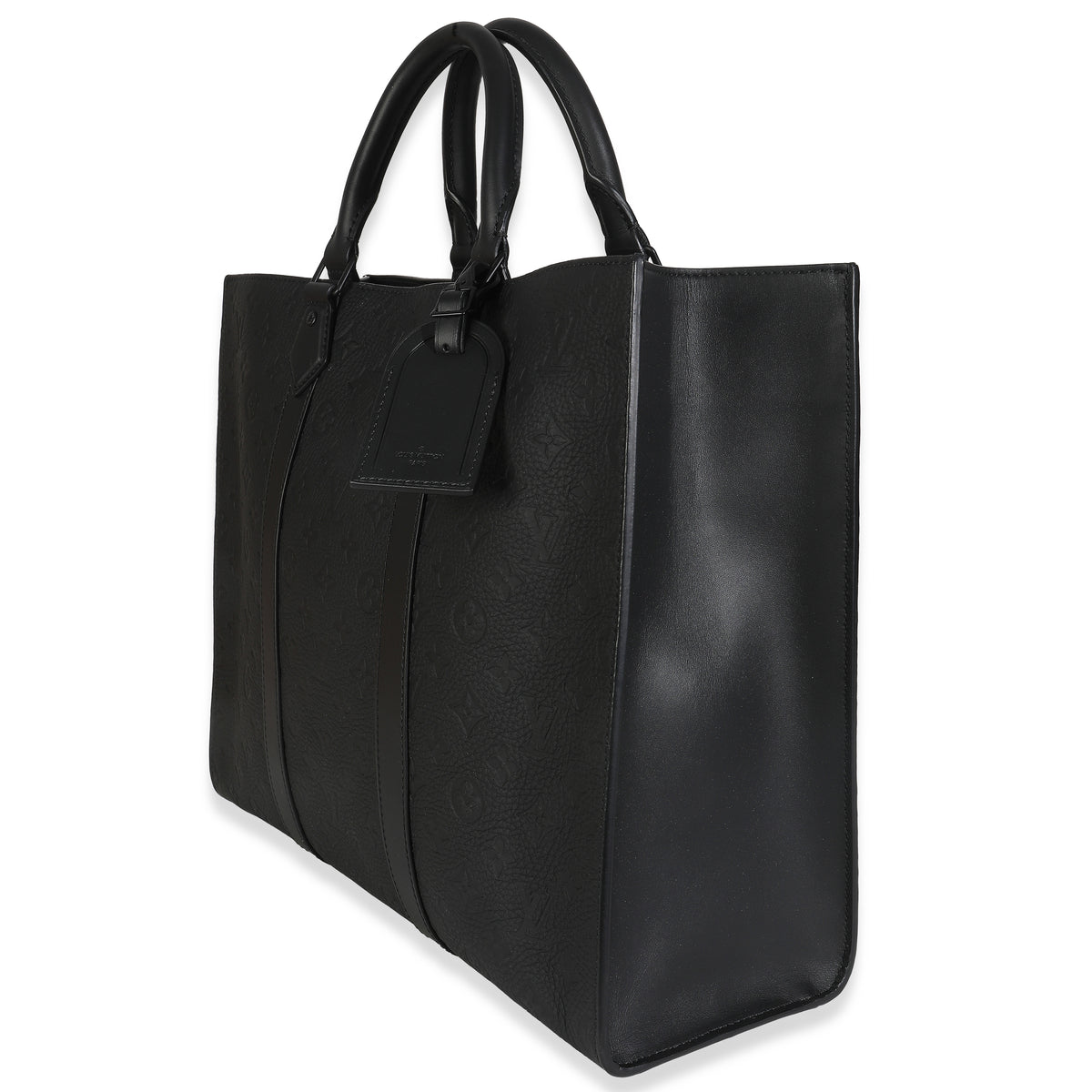 Louis Vuitton Black Monogram Embossed Taurillon Sac Plat 24H Handbag sv