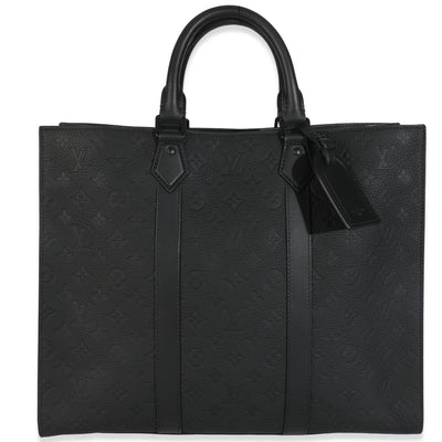 Black Monogram Embossed Taurillon Sac Plat 24H