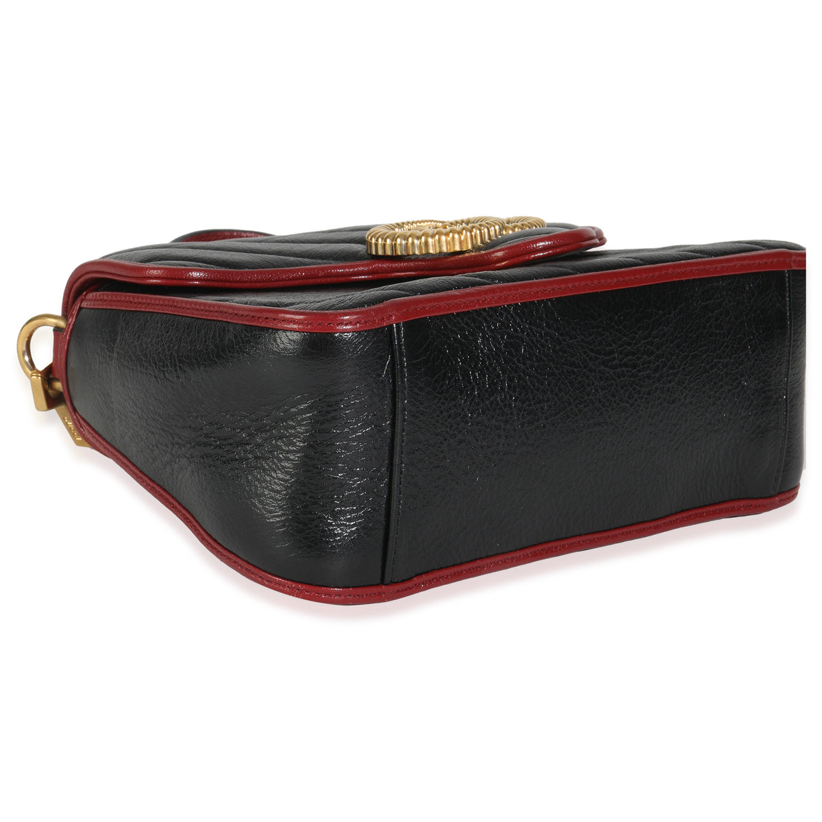 Black Vintage Effect Calfskin Matelasse Diagonal Mini Torchon GG Marmont