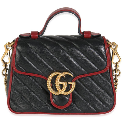 Black Vintage Effect Calfskin Matelasse Diagonal Mini Torchon GG Marmont