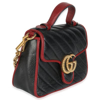 Black Vintage Effect Calfskin Matelasse Diagonal Mini Torchon GG Marmont