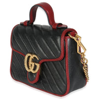 Black Vintage Effect Calfskin Matelasse Diagonal Mini Torchon GG Marmont