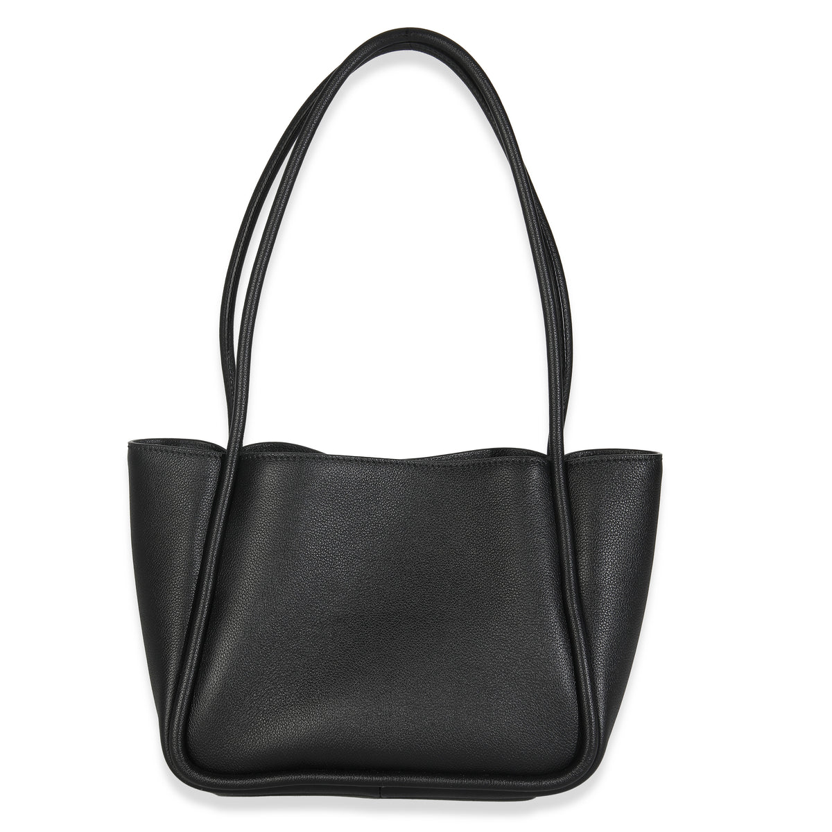 Black Soft Grain Leather Mini Shopping Tote Bag