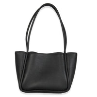 Black Soft Grain Leather Mini Shopping Tote Bag
