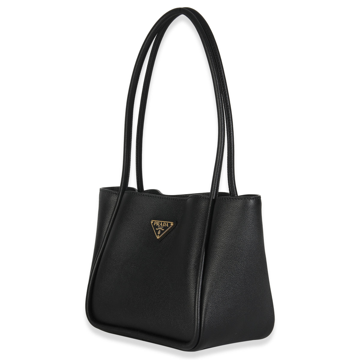 Black Soft Grain Leather Mini Shopping Tote Bag