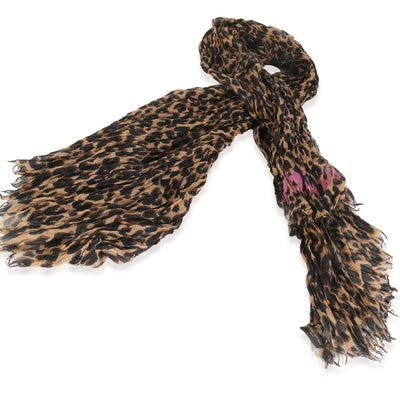 x Stephen Sprouse Maroon Cashmere Silk Leopard Stole
