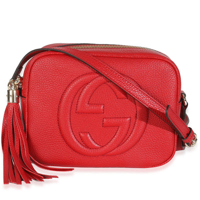 Red Pebbled Calfskin Small Soho Disco Bag