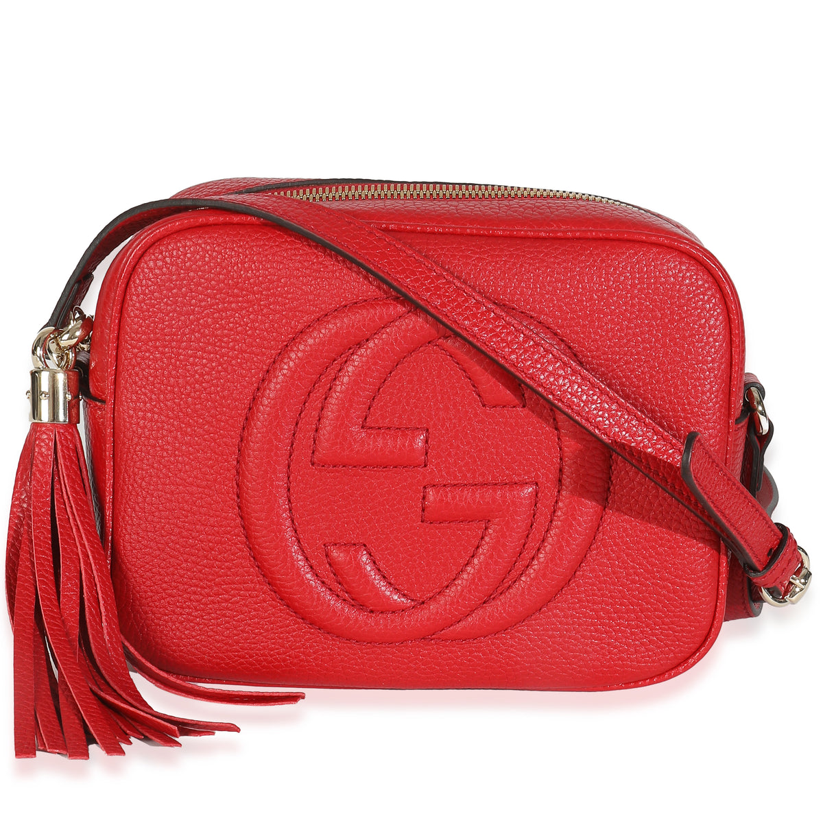Red Pebbled Calfskin Small Soho Disco Bag