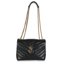 Black Calfskin Y Quilted Monogram Small Loulou Chain Satchel