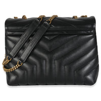 Black Calfskin Y Quilted Monogram Small Loulou Chain Satchel