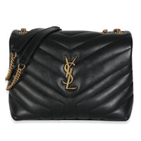 Black Calfskin Y Quilted Monogram Small Loulou Chain Satchel