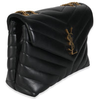 Black Calfskin Y Quilted Monogram Small Loulou Chain Satchel