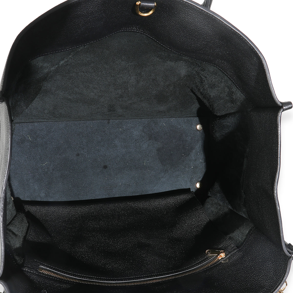 Black Pebbled Leather Large Logo Tote Bag