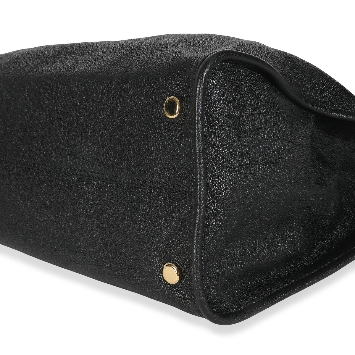 Black Pebbled Leather Large Logo Tote Bag