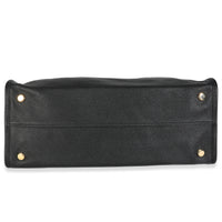 Black Pebbled Leather Large Logo Tote Bag