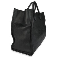Black Pebbled Leather Large Logo Tote Bag