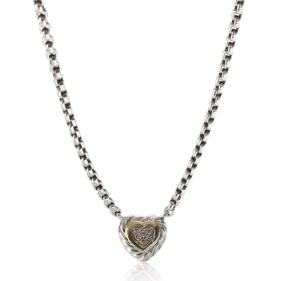 Yellow Gold & Sterling Silver Diamond Heart Cookie Necklace