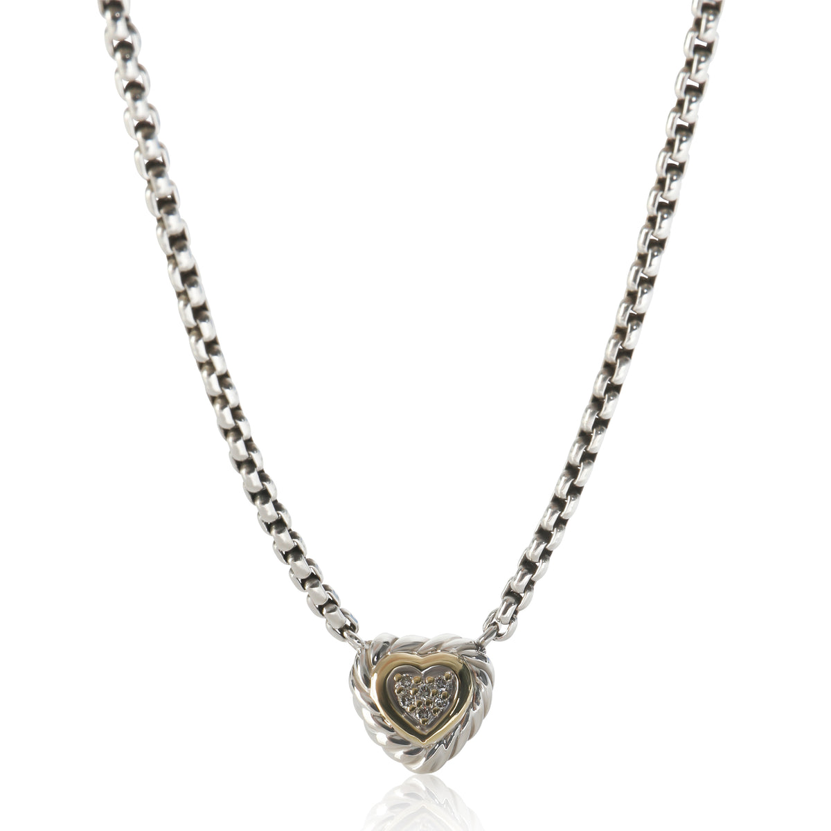 Yellow Gold & Sterling Silver Diamond Heart Cookie Necklace