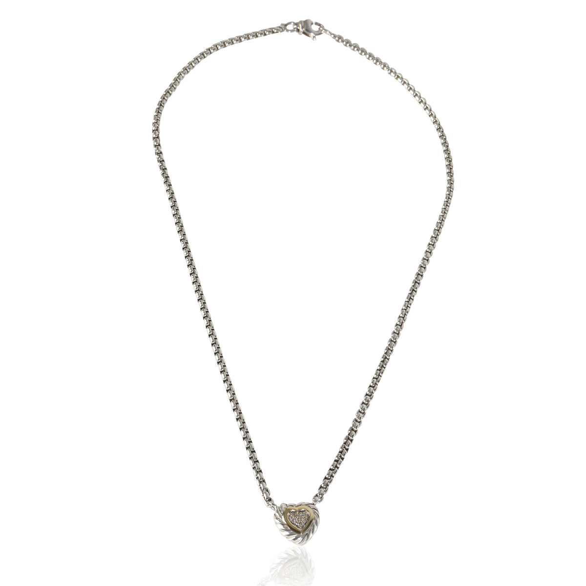 Yellow Gold & Sterling Silver Diamond Heart Cookie Necklace