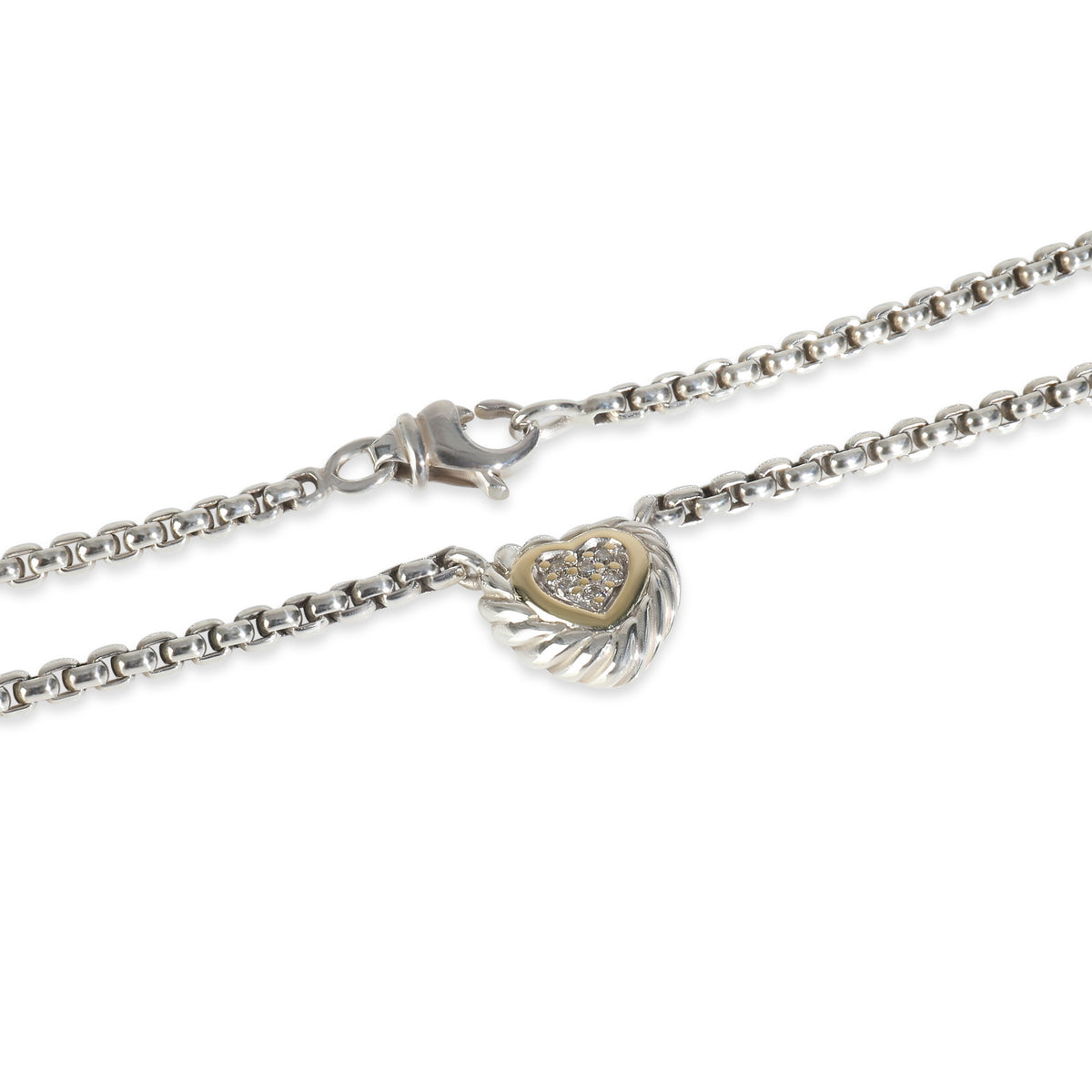 Yellow Gold & Sterling Silver Diamond Heart Cookie Necklace