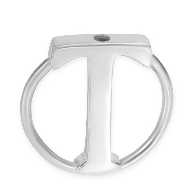 Sterling Silver T Circle Key Ring