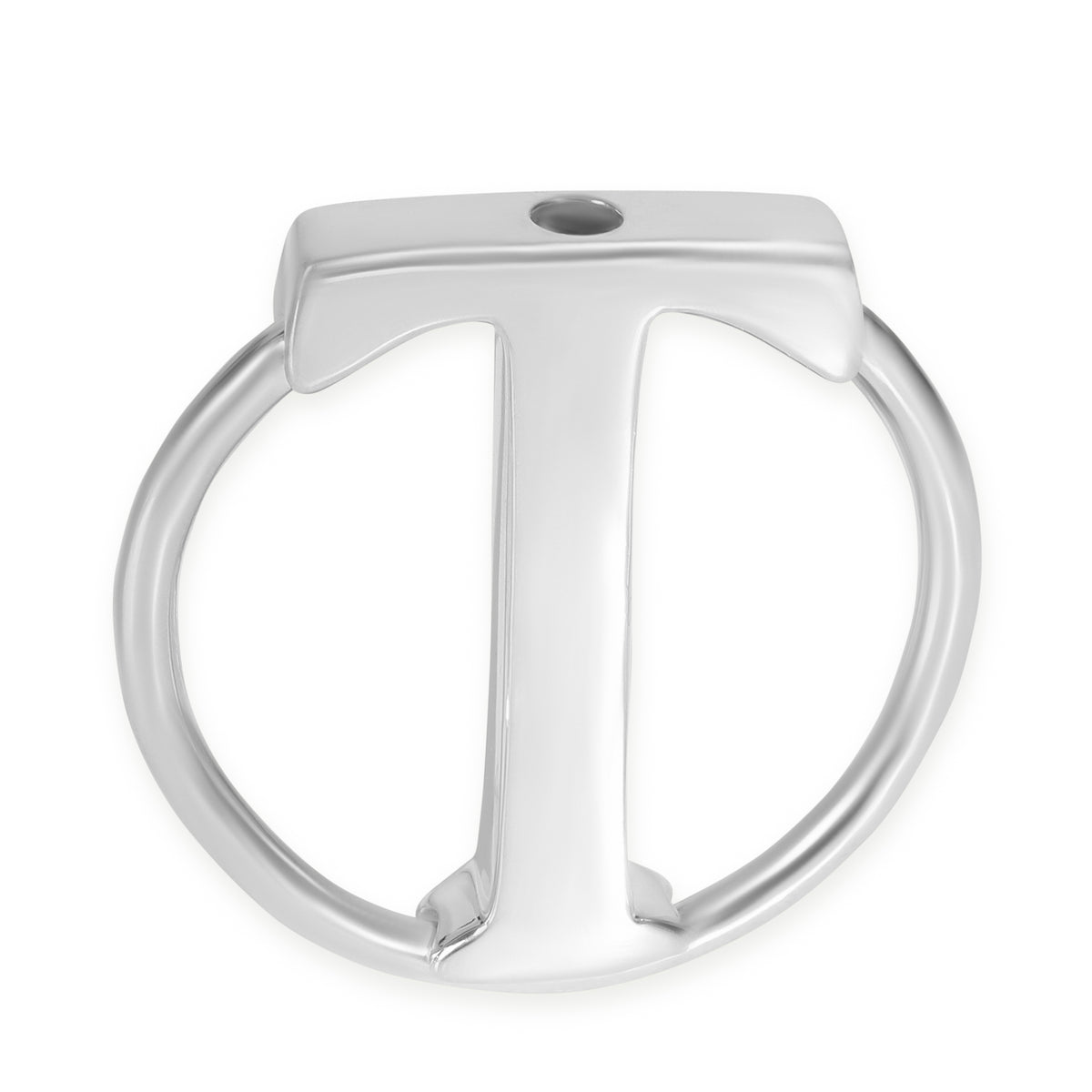 Sterling Silver T Circle Key Ring