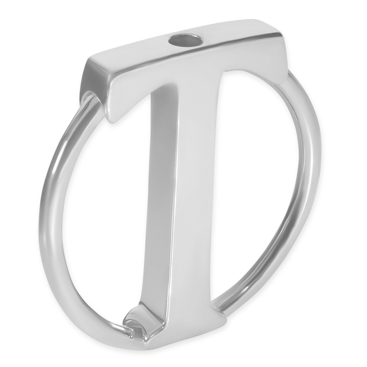 Sterling Silver T Circle Key Ring