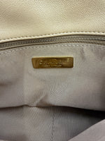 Beige Quilted Lambskin Chanel 19 Flap Bag