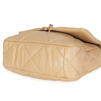 Beige Quilted Lambskin Chanel 19 Flap Bag