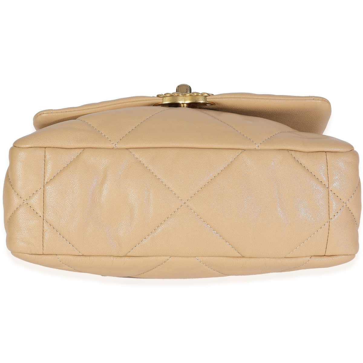 Beige Quilted Lambskin Chanel 19 Flap Bag