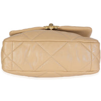 Beige Quilted Lambskin Chanel 19 Flap Bag