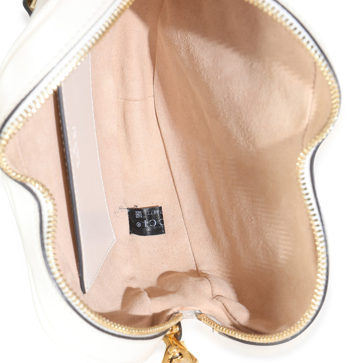 Mystic White Matelasse Calfskin Diagonal Mini Interlocking G Heart Bag