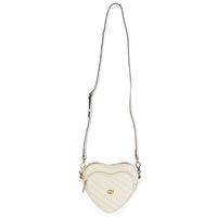 Mystic White Matelasse Calfskin Diagonal Mini Interlocking G Heart Bag