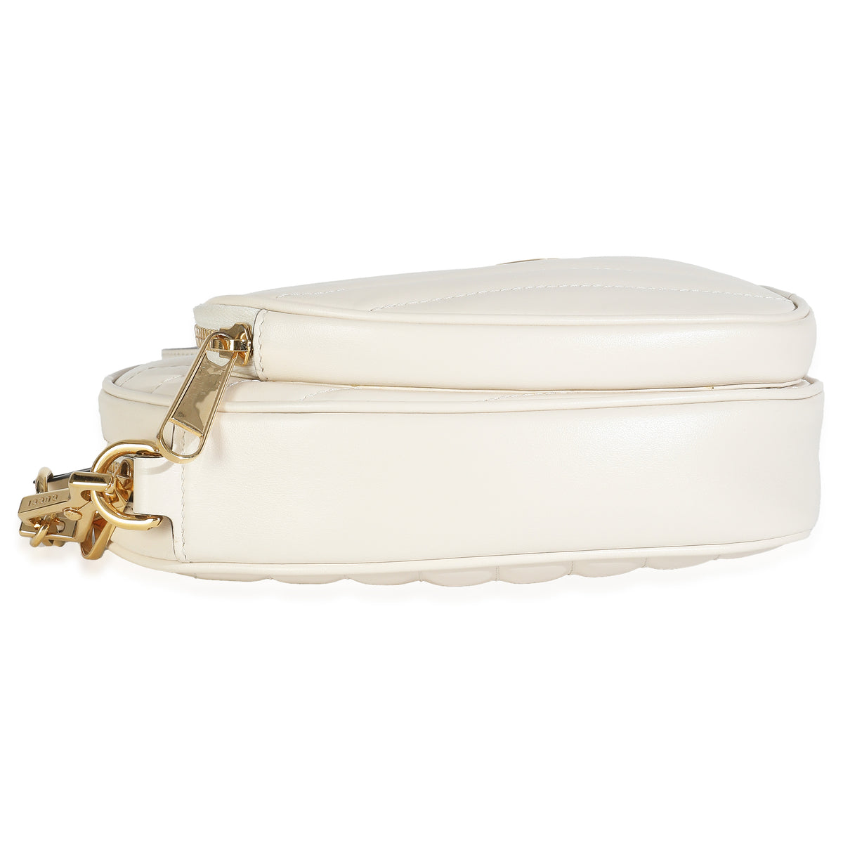 Mystic White Matelasse Calfskin Diagonal Mini Interlocking G Heart Bag