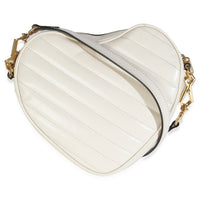 Mystic White Matelasse Calfskin Diagonal Mini Interlocking G Heart Bag